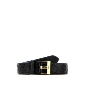Bottega Veneta Woven Design Belt With Polished Gold Buckle - NWT